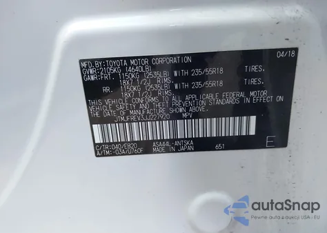 2018 Toyota Rav4 Se z USA, uszkodzony, nr VIN JTMJFREV3JJ227920